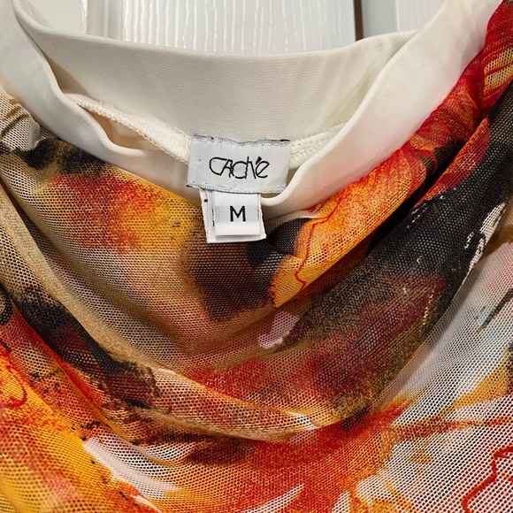 Cache Size Medium Strapless Ivory Jumpsuit with floral overlay. - Picture 4 of 8